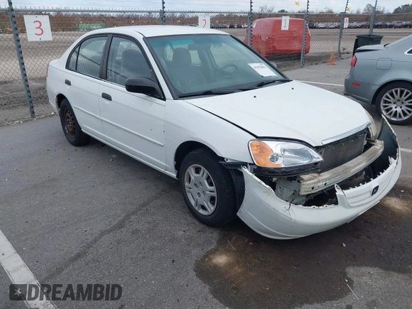 2001 Honda Civic LX with VIN 2HGES15591H558373, listed as a IAAI auction lot 41478863 with 167,121 mi miles. Bid and sale history available at carsss.com. Image 1.