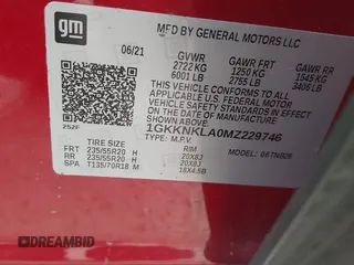 2021 GMC Acadia SLE with VIN 1GKKNKLA0MZ229746, listed as a IAAI auction lot 41266645 with 49,367 mi miles and . Bid and sale history available at DreamBid. Image 9.