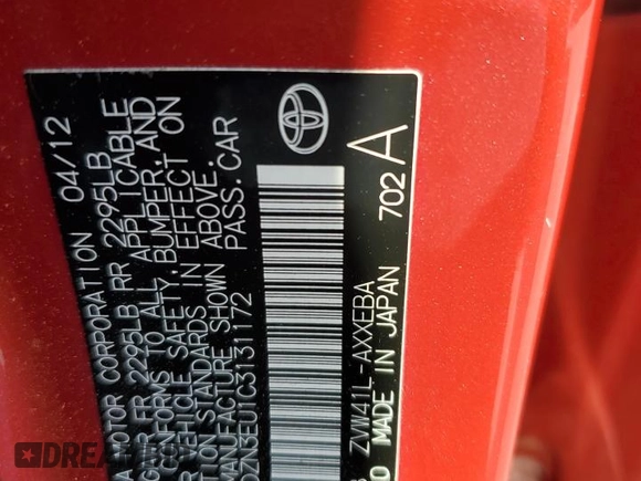 2012 Toyota Prius Two z VIN JTDZN3EU1C3131172, wystawiony jako Copart lot #59299535 z przebiegiem 162 502 mil mil oraz Szkoda całkowita • Salvage title. Historia ofert i sprzedaży dostępna na DreamBid. Obrazek 12.