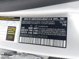 2018 Mercedes-Benz C 300 with VIN 55SWF4JB3JU254559, listed as a IAAI auction lot 42391163 with 84,439 mi miles and . Bid and sale history available at DreamBid. Image 9.