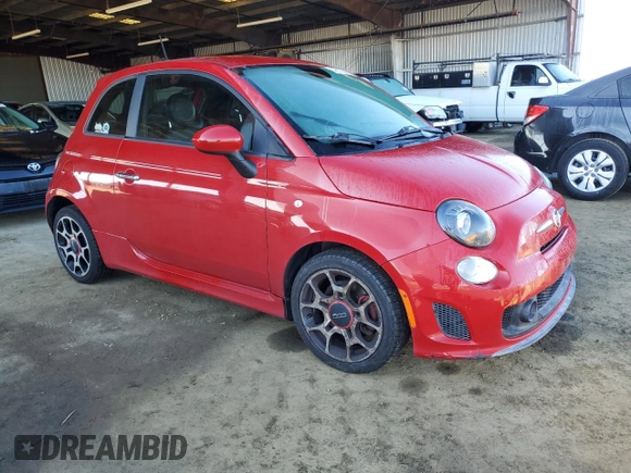 2015 FIAT 500 Turbo with VIN 3C3CFFHH4FT690327, listed as a Copart auction lot 46177695 with 47,815 mi miles and Clean Title. Bid and sale history available at carsss.com. Image 4.