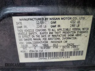2006 Nissan Altima 2.5 with VIN 1N4AL11D06N354184, listed as a Copart auction lot 87548515 with 207,648 mi miles and Clean Title. Bid and sale history available at carsss.com. Image 12.