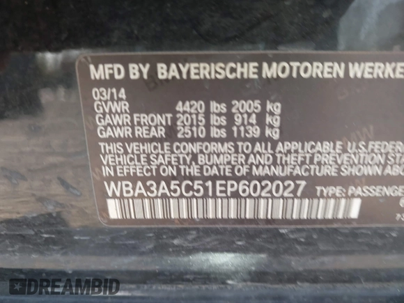 2014 BMW 3 Series 328i z VIN WBA3A5C51EP602027, wystawiony jako IAAI lot #41191137 z przebiegiem 178 358 mil mil oraz . Historia ofert i sprzedaży dostępna na DreamBid. Obrazek 9.