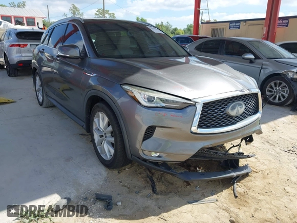 2019 Infiniti QX50 Essential with VIN 3PCAJ5M14KF107297, listed as a IAAI auction lot 42279368 with 93,168 mi miles and . Bid and sale history available at DreamBid. Image 1.