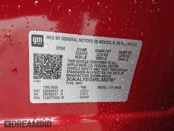 2024 GMC Terrain AT4 с VIN 3GKALYEG5RL382787, выставлен на аукционе IAAI как лот 42373913 с пробегом 4 604 миль миль и . История ставок и продаж доступна на DreamBid. Изображение 9.