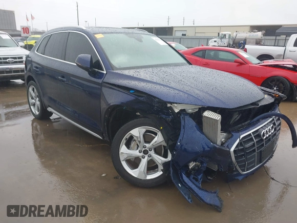 2021 Audi Q5 Premium Plus with VIN WA1BAAFY5M2057078, listed as a IAAI auction lot 41542170 with 37,519 mi miles. Bid and sale history available at carsss.com. Image 1.