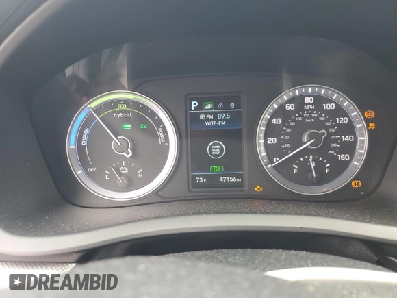 2019 Hyundai Sonata Hybrid SE with VIN KMHE24L33KA093893, listed as a Copart auction lot 65571803 with 47,156 mi miles. Bid and sale history available at carsss.com. Image 9.