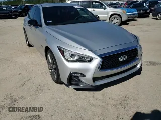 2020 Infiniti Q50 Red Sport 400 with VIN JN1FV7AR6LM660612, listed as a Copart auction lot 86182594 with 82,737 mi miles and Salvage Title. Bid and sale history available at carsss.com. Image 10.