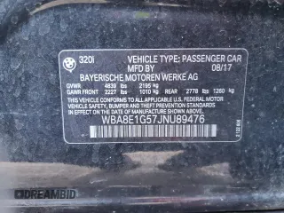 2018 BMW 3 Series 320i with VIN WBA8E1G57JNU89476, listed as a Copart auction lot 41560235 with Not Provided miles and Salvage Title. Bid and sale history available at carsss.com. Image 12.