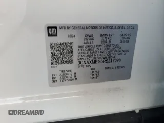 2024 Chevrolet Equinox RS z VIN 3GNAXMEG5RS217098, wystawiony jako Copart lot #58026325 z przebiegiem 10 744 mil mil oraz Nie do naprawy • Non repairable. Historia ofert i sprzedaży dostępna na DreamBid. Obrazek 14.
