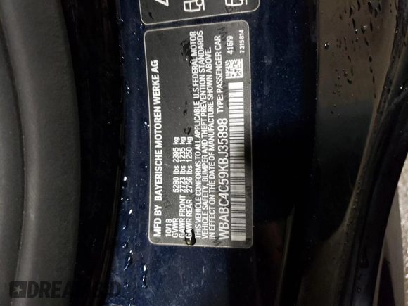 2019 BMW 8 Series M850i xDrive with VIN WBABC4C59KBJ35898, listed as a Copart auction lot 78934204 with 35,112 mi miles and Salvage Title. Bid and sale history available at carsss.com. Image 14.