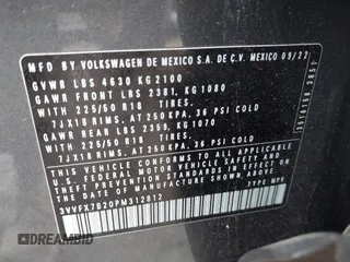2023 Volkswagen Taos S с VIN 3VVFX7B20PM312812, выставлен на аукционе IAAI как лот 41460809 с пробегом 40 296 миль миль и . История ставок и продаж доступна на DreamBid. Изображение 9.
