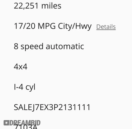 2023 Land Rover Defender S z VIN SALEJ7EX3P2131XXX, wystawiony jako Copart lot #64873695 z przebiegiem 22 251 mil mil oraz Czysty tytuł • Clean title. Historia ofert i sprzedaży dostępna na DreamBid. Obrazek 10.