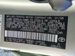 2008 Toyota Prius z VIN JTDKB20U087749420, wystawiony jako Copart lot #54011265 z przebiegiem 147 112 mil mil oraz Szkoda całkowita • Salvage title. Historia ofert i sprzedaży dostępna na DreamBid. Obrazek 12.