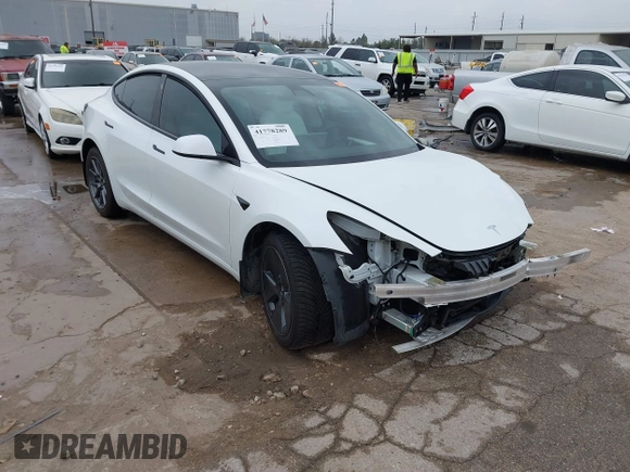 2021 Tesla Model 3 Long Range with VIN 5YJ3E1EB3MF059713, listed as a IAAI auction lot 41778289 with 52,211 mi miles. Bid and sale history available at carsss.com. Image 1.