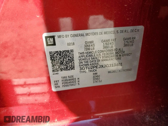 2018 GMC Sierra 1500 Denali z VIN 3GTU2PEJXJG313401, wystawiony jako Copart lot #53170595 z przebiegiem 53 352 mil mil oraz Szkoda całkowita • Salvage title. Historia ofert i sprzedaży dostępna na DreamBid. Obrazek 12.