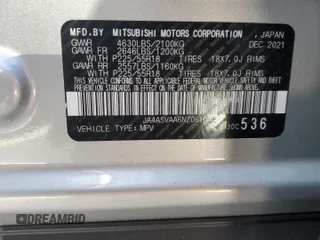 2022 Mitsubishi Eclipse Cross LE z VIN JA4ASVAA6NZ061062, wystawiony jako Copart lot #57394845 z przebiegiem Nie podano mil oraz Szkody całkowita. Historia ofert i sprzedaży dostępna na DreamBid. Obrazek 13.