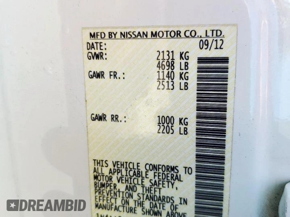 2013 Nissan Maxima SV with VIN 1N4AA5AP7DC804624, listed as a Copart auction lot 53981045 with 178,299 mi miles and Salvage title. Bid and sale history available at DreamBid. Image 12.