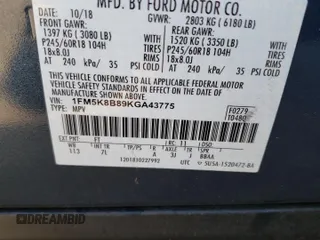 2019 Ford Explorer z VIN 1FM5K8B89KGA43775, wystawiony jako Copart lot #78695514 z przebiegiem 46 063 mil mil oraz Szkoda całkowita • Salvage title. Historia ofert i sprzedaży dostępna na DreamBid. Obrazek 13.