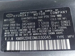 2021 Hyundai Palisade SEL с VIN KM8R2DHE0MU330045, выставлен на аукционе IAAI как лот 42432760 с пробегом 117 425 миль миль и . История ставок и продаж доступна на DreamBid. Изображение 9.