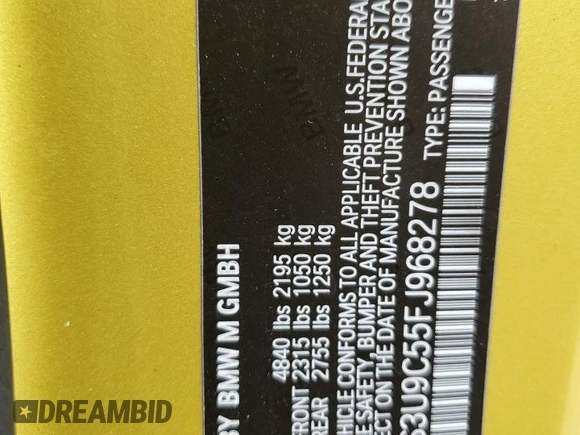 2015 BMW M4 z VIN WBS3U9C55FJ968278, wystawiony jako Copart lot #54518185 z przebiegiem 87 716 mil mil oraz Szkoda całkowita • Salvage title. Historia ofert i sprzedaży dostępna na DreamBid. Obrazek 12.