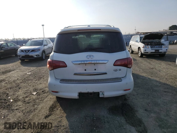 2011 Infiniti QX56 7-passenger with VIN JN8AZ2NF6B9502503, listed as a Copart auction lot 83369704 with Not provided miles and Salvage title. Bid and sale history available at DreamBid. Image 6.