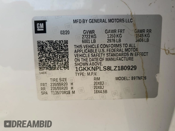 2020 GMC Acadia Denali with VIN 1GKKNPLS8LZ180929, listed as a Copart auction lot 48424835 with Not provided miles and Non repairable. Bid and sale history available at DreamBid. Image 14.