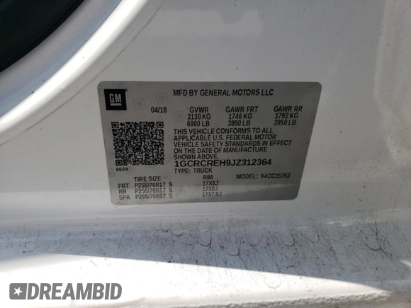 2018 Chevrolet Silverado 1500 LT with VIN 1GCRCREH9JZ312364, listed as a Copart auction lot 51332665 with 137,368 mi miles and Salvage Title. Bid and sale history available at DreamBid. Image 12.