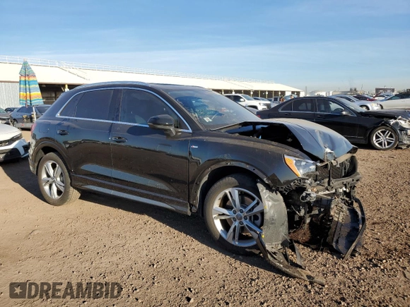 2020 Audi Q3 S line Premium with VIN WA1DECF33L1099539, listed as a Copart auction lot 43892833 with 17,471 mi miles. Bid and sale history available at carsss.com. Image 4.