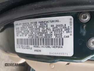 2001 Toyota Avalon XL z VIN 4T1BF28B11U168387, wystawiony jako IAAI lot #42186182 z przebiegiem 129 935 mil mil oraz . Historia ofert i sprzedaży dostępna na DreamBid. Obrazek 9.