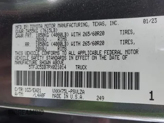2023 Toyota Tundra Limited Hybrid with VIN 5TFJC5DB7PX021014, listed as a IAAI auction lot 42067753 with 64,991 mi miles and . Bid and sale history available at DreamBid. Image 9.