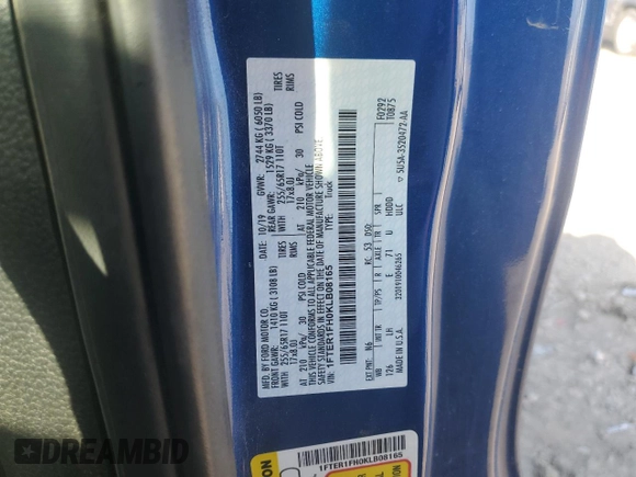 2019 Ford Ranger XL with VIN 1FTER1FH0KLB08165, listed as a Copart auction lot 50887825 with 95,405 mi miles and Salvage title. Bid and sale history available at DreamBid. Image 13.