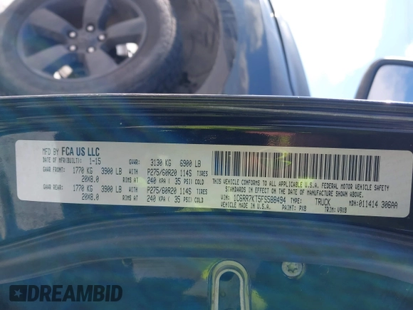 2015 Ram 1500 Express z VIN 1C6RR7KT5FS588494, wystawiony jako IAAI lot #41321894 z przebiegiem 300 261 mil mil oraz . Historia ofert i sprzedaży dostępna na DreamBid. Obrazek 9.