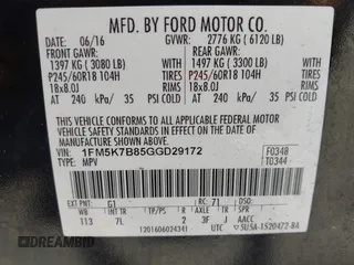 2016 Ford Explorer с VIN 1FM5K7B85GGD29172, выставлен на аукционе IAAI как лот 42606773 с пробегом 162 221 миль миль и . История ставок и продаж доступна на DreamBid. Изображение 9.