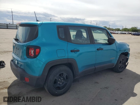 2020 Jeep Renegade Sport with VIN ZACNJAAB7LPL79566, listed as a Copart auction lot 57182895 with 34,599 mi miles and Salvage title. Bid and sale history available at DreamBid. Image 3.