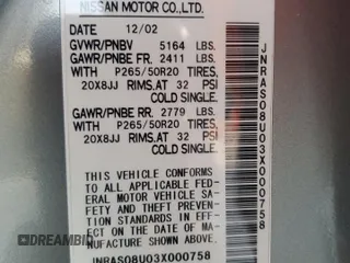 2003 Infiniti FX o Options with VIN JNRAS08U03X000758, listed as a Copart auction lot 65200764 with Not Provided miles and Salvage Title. Bid and sale history available at DreamBid. Image 15.