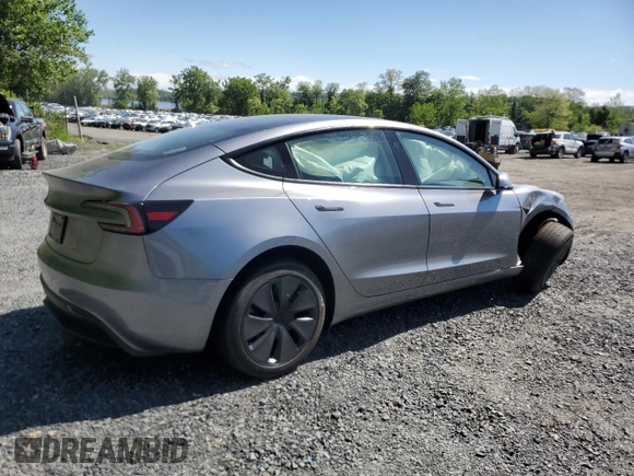 2025 Tesla Model 3 Long Range with VIN 5YJ3E1EA7SF994768, listed as a Copart auction lot 57649615 with 611 mi miles and Salvage title. Bid and sale history available at DreamBid. Image 3.