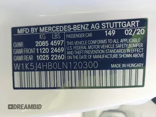 2020 Mercedes-Benz CLA with VIN W1K5J4HB0LN120300, listed as a IAAI auction lot 41513024 with 114,682 mi miles. Bid and sale history available at carsss.com. Image 9.