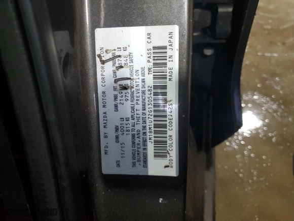 2016 Mazda Mazda3 i Sport with VIN JM1BM1U72G1305482, listed as a Copart auction lot 48052145 with 224,134 mi miles and Clean Title. Bid and sale history available at carsss.com. Image 14.