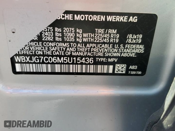 2021 BMW X1 sDrive28i z VIN WBXJG7C06M5U15436, wystawiony jako Copart lot #52382635 z przebiegiem 57 917 mil mil oraz Szkody całkowita. Historia ofert i sprzedaży dostępna na DreamBid. Obrazek 15.