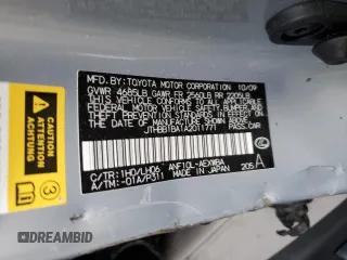 2010 Lexus HS 250h with VIN JTHBB1BA1A2011771, listed as a Copart auction lot 87023154 with Not Provided miles and Non Repairable. Bid and sale history available at DreamBid. Image 12.