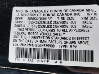 2016 Honda CR-V LX with VIN 2HKRM4H35GH679908, listed as a IAAI auction lot 41756868 with 167,951 mi miles. Bid and sale history available at carsss.com. Image 9.
