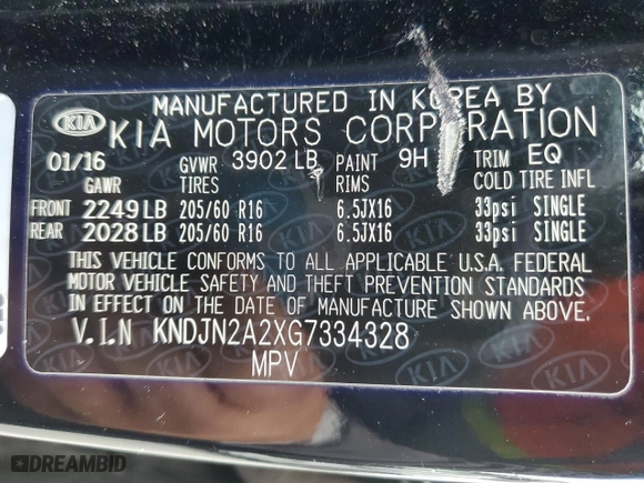 2016 Kia Soul with VIN KNDJN2A2XG7334328, listed as a Copart auction lot 50390505 with 123,276 mi miles and Salvage Title. Bid and sale history available at carsss.com. Image 12.