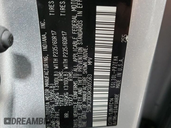 2019 Toyota Sienna LE Auto Access Seat with VIN 5TDKZ3DC6KS005563, listed as a Copart auction lot 49062175 with 174,450 mi miles and Salvage Title. Bid and sale history available at DreamBid. Image 15.
