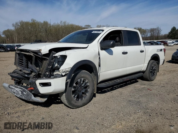 2021 Nissan Titan Pro-4X with VIN 1N6AA1EDXMN527133, listed as a Copart auction lot 49719625 with 45,230 mi miles and Salvage title. Bid and sale history available at DreamBid. Image 1.