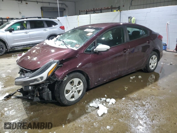 2017 Kia Forte LX with VIN 3KPFK4A76HE161009, listed as a Copart auction lot 45849035 with 164,338 mi miles and Salvage Title. Bid and sale history available at DreamBid. Image 1.