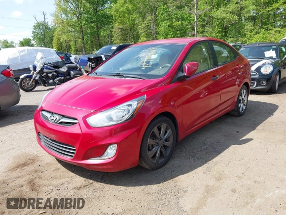2012 Hyundai Accent GLS with VIN KMHCU4AE3CU210782, listed as a IAAI auction lot 42159648 with 113,327 mi miles. Bid and sale history available at carsss.com. Image 2.