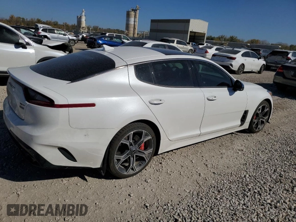 2021 Kia Stinger GT with VIN KNAE35LC2M6096326, listed as a Copart auction lot 77142494 with 37,739 mi miles and Salvage Title. Bid and sale history available at DreamBid. Image 3.