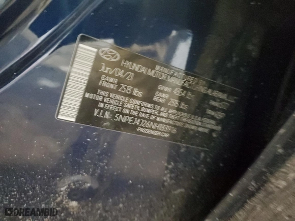 2022 Hyundai Sonata SEL Plus with VIN 5NPEJ4J26NH133916, listed as a Copart auction lot 42989785 with 44,822 mi miles and Salvage Title. Bid and sale history available at carsss.com. Image 12.