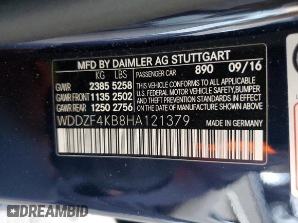 2017 Mercedes-Benz E-Class E 300 Luxury with VIN WDDZF4KB8HA121379, listed as a Copart auction lot 48695704 with 106,449 mi miles and Salvage Title. Bid and sale history available at carsss.com. Image 15.